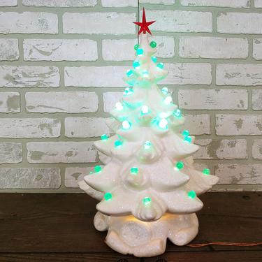 Vintage 16&amp;quot; Atlantic Mold White Ceramic Christmas Tree 