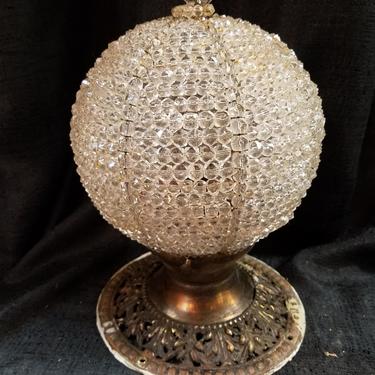 Antique Crystal Semi Flush Globe Light
