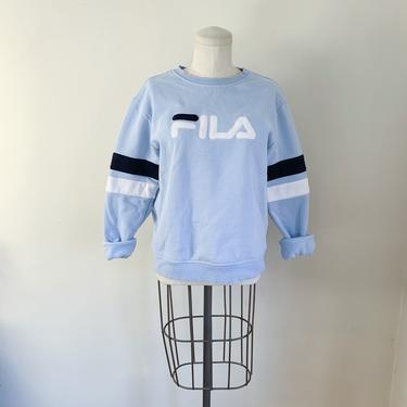 Vintage 1990s Baby Blue FILA Sweatshirt / M 