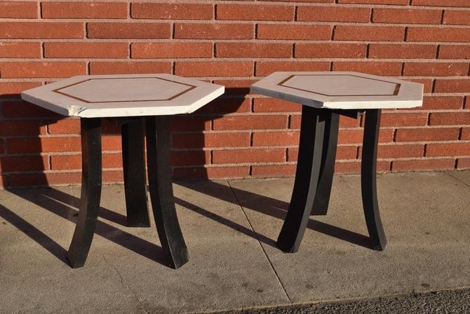 Vintage Mid Century Modern Harvey Probber Side Tables With Brass Detail
