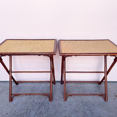Pair of Palecek Rattan Folding Trays
