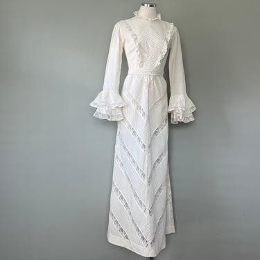 Edwardian Era Beige Lace Vintage Wedding Dress by El Buzon | 1910 - 1920's Replica made in 1960s | Size Small 