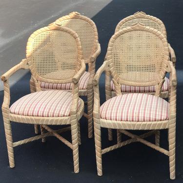 FOUR Vintage set of four faux bois chairs - four chairs. 