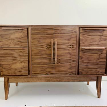 NEW Hand Built Mid Century Style Credenza / Buffet / Bathroom Vanity -  Walnut 48&quot; 4 Drawer with Double Door in Center - Free Shipping! by draftwooddesign