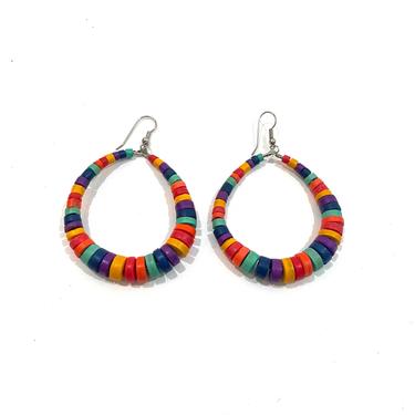 rainbow beaded hoop earrings 