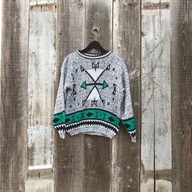 Beautiful 80s Sweater | 80s Tribal Sweater | Womens Small/Medium Tribal Sweater | Womens 80s Sweater | 80s Unisex Sweater | Womens Vintage 