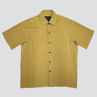 Yellow Cotton Stripe Camp Shirt