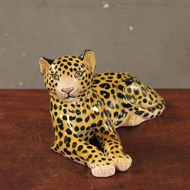 Italian Mid Century Ceramic Leopard Sculpture