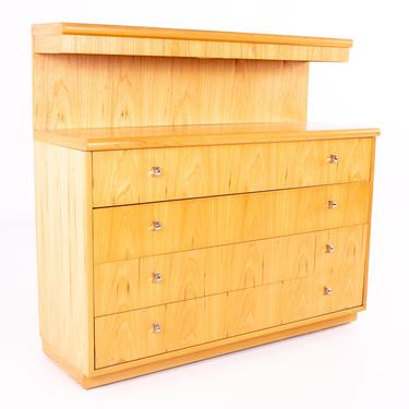 Jack Cartwright for Founders Mid Century Lighted Blonde Maple 4 Drawer Low Dresser Chest  - mcm 