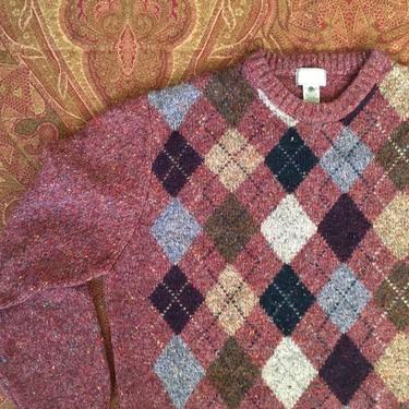 vintage 80s argyle sweater - shetland wool argyle sweater / preppy '80s sweater / boyfriend sweater - vintage 1980s argyle pullover 