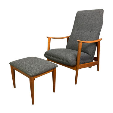 Vintage Scandinavian Mid Century Modern Teak Lounge Chair and Ottoman by Arnt Lande for Westnofa 