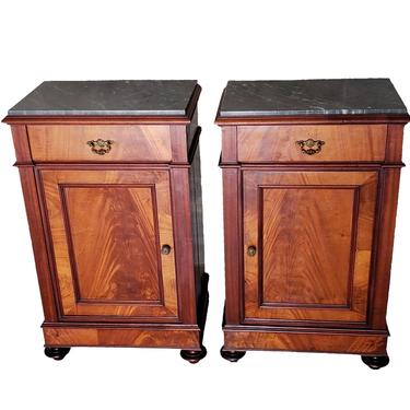 19th Century French Louis Philippe Period Crotch Burl Flame Mahogany Jam Confit Cupboard - antique bedside cabinet nightstand side end table 