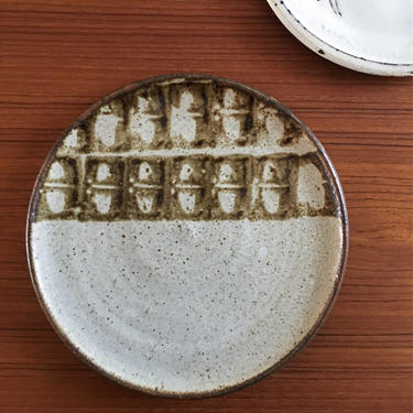 Minimalist Studio Pottery Plate Neutral Art Earthtones Signed Vintage 