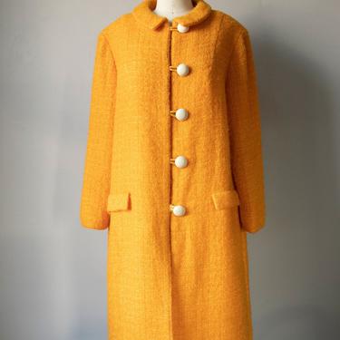 1960s Coat Wool Orange Boucle M 