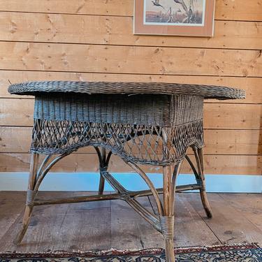 Vintage French Country Wicker Dining Table 