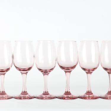 Pink Glassware, Wedding Decor, Vintage Glassware, Blush Pink, Wine Glassware, Wine Glasses, Pink Stemmed Wine Glasses, Pink Glasses,Set of 6 