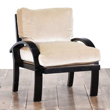 Modernist Art Deco Black High Gloss Curved Armchair 