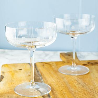 Etched Tall Champagne Coupes — Set of 2