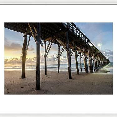 Beach Sunrise Print, Beach Photography, North Carolina Coastal Print, Beach Pier Photo, Coastal Wall Art, Ocean Photo Art, Beach Wall Decor 