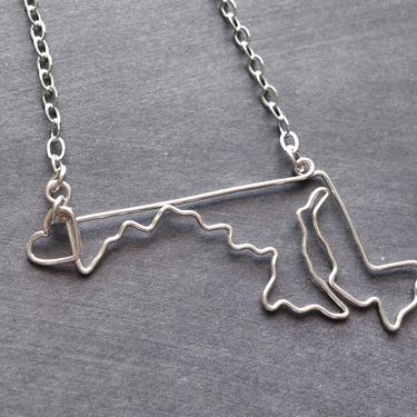 Maryland Necklace- Custom State Love Necklace - Maryland State Necklace - Home State Necklace - Personalized Necklace - Maryland Outline 