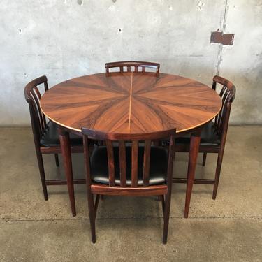Mid Century Modern Rosewood Dining Table with Four Chairs by WestNofa of Norway