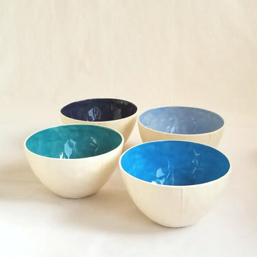 Blue handmade bowl for soup, cereal or ice cream 