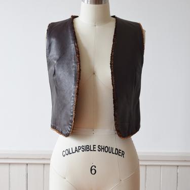 1970s Fur Lined Leather Vest | XS/S 