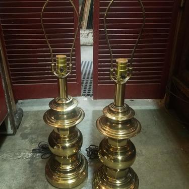 Vintage Falkenstein Heavy Brass Table Lamps Set of 2