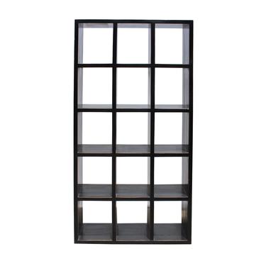 Distressed Black Lacquer Open Shelf Bookcase Display Cabinet cs5709S