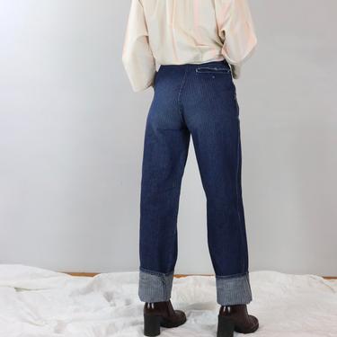 Vintage High Waist Jeans / Relaxed Pinstripe Mom Jean / 80's High Rise NORMANDEE ROSE Denim / Sz 26 