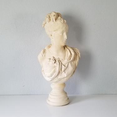 Vintage French Classical Female Bust Sculpture After Albert Carrier Belleuse 
