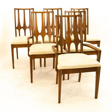 Broyhill Brasilia Mid Century Brutalist Walnut Dining Chairs - Set of 6 - mcm 