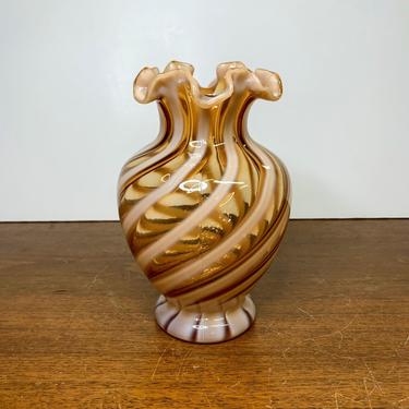 Vintage Fenton Cameo Opalescent Spiral Optic Vase 