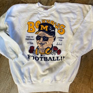 Vintage University of Michigan Wolverines Crewneck 80s 90s Sweatshirt Bo Knows 