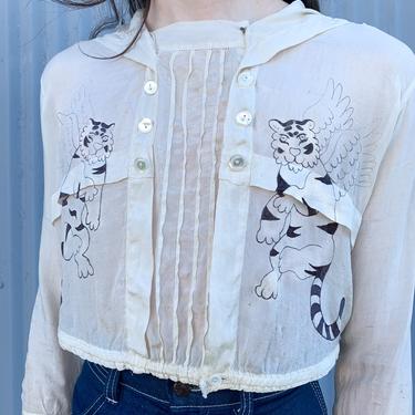 Hand-Inked Early 1900s Tiger Sailor Blouse