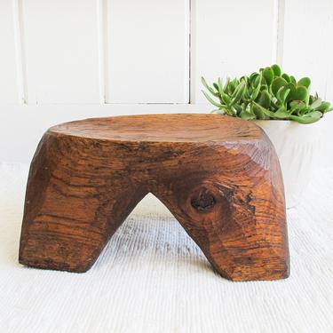 Vintage Hand Chiseled Solid Wood African Style Stool 