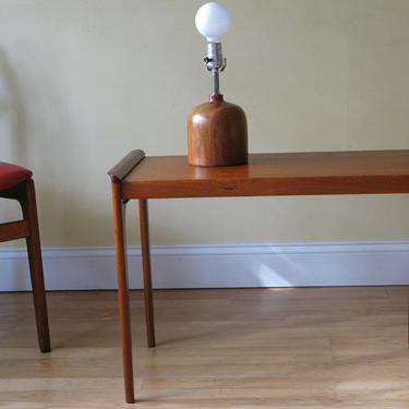 Set of A Danish Teak Side Table and A Small Teak Lamp 