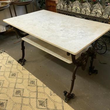 French Marbletop Cast Iron Butcher's Pastry Kitchen Table Island