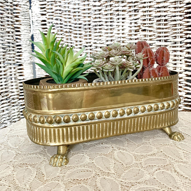 Oval Brass Planter Mantel Decor Entry Way Book Shelf Home Vintage 70s 80s From Gab About Of San Antonio Tx Attic - Home Decor San Antonio Tx