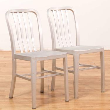 Pair Of Crate & Barrel Aluminum Dining Chairs