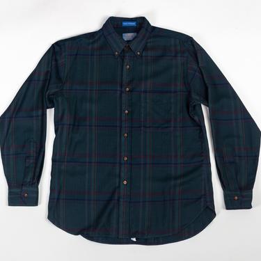 Vintage Pendleton Blue Green Plaid Shirt - Men's Large | 80s 90s Wool Button Up Overshirt 