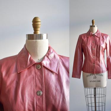 Y2K Pearly Pink Leather Jacket 