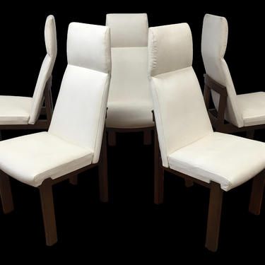 Mid Century Modern dining chairs set of 4 white vinyl | Gre-Stuff.com 