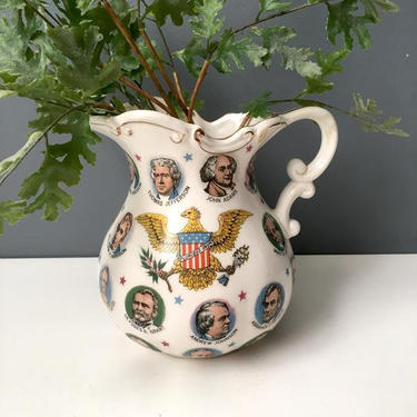 Presidents of the US decorative pitcher - Washington to LBJ - 1960s vintage 
