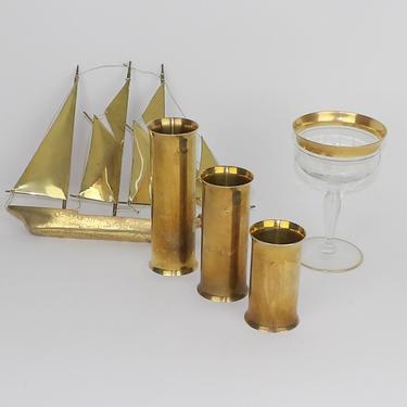 Brass Candlesticks Candel Holders Scandinavian Mid Century Danish Modern Solid Set of 3 Cylinder Centerpiece Dining Table Mantel Candelabra 