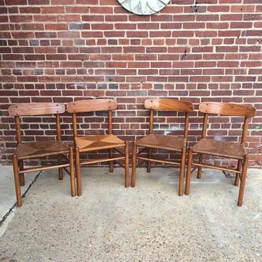 Wood with Rush bottom dining chairs (4)