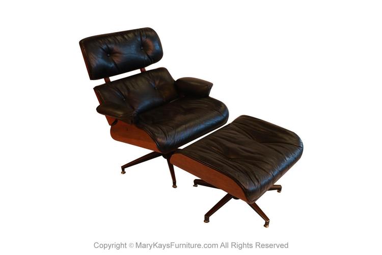 Mid Century Eames Style Swivel Lounge Chair and Ottoman 