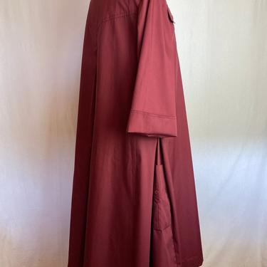 70’s princess flare Trench coat~ exaggerated sweep~burgundy red Duster jacket~ long dramatic overcoat~ size M/L 