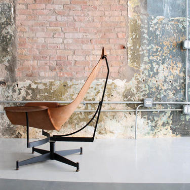 Leather and Steel Lounge Chair by William Katavalos