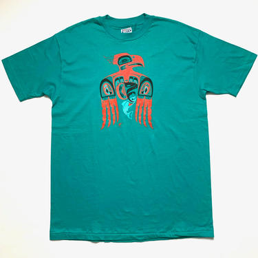 NEW Old Stock ~ Vintage 1980s Native American THUNDERBIRD T-Shirt ~ fits L ~ HANES Single Stitch ~ Pacific Northwest ~ Haida 
